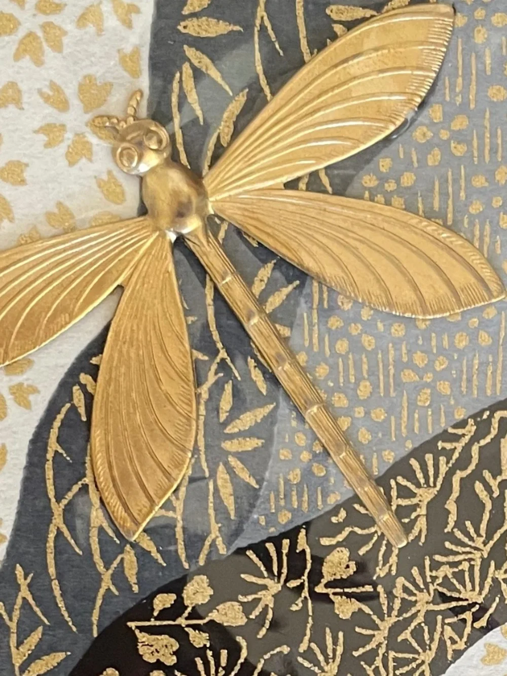 Beautiful Origami Paper and Metal Dragonfly Passport Holder